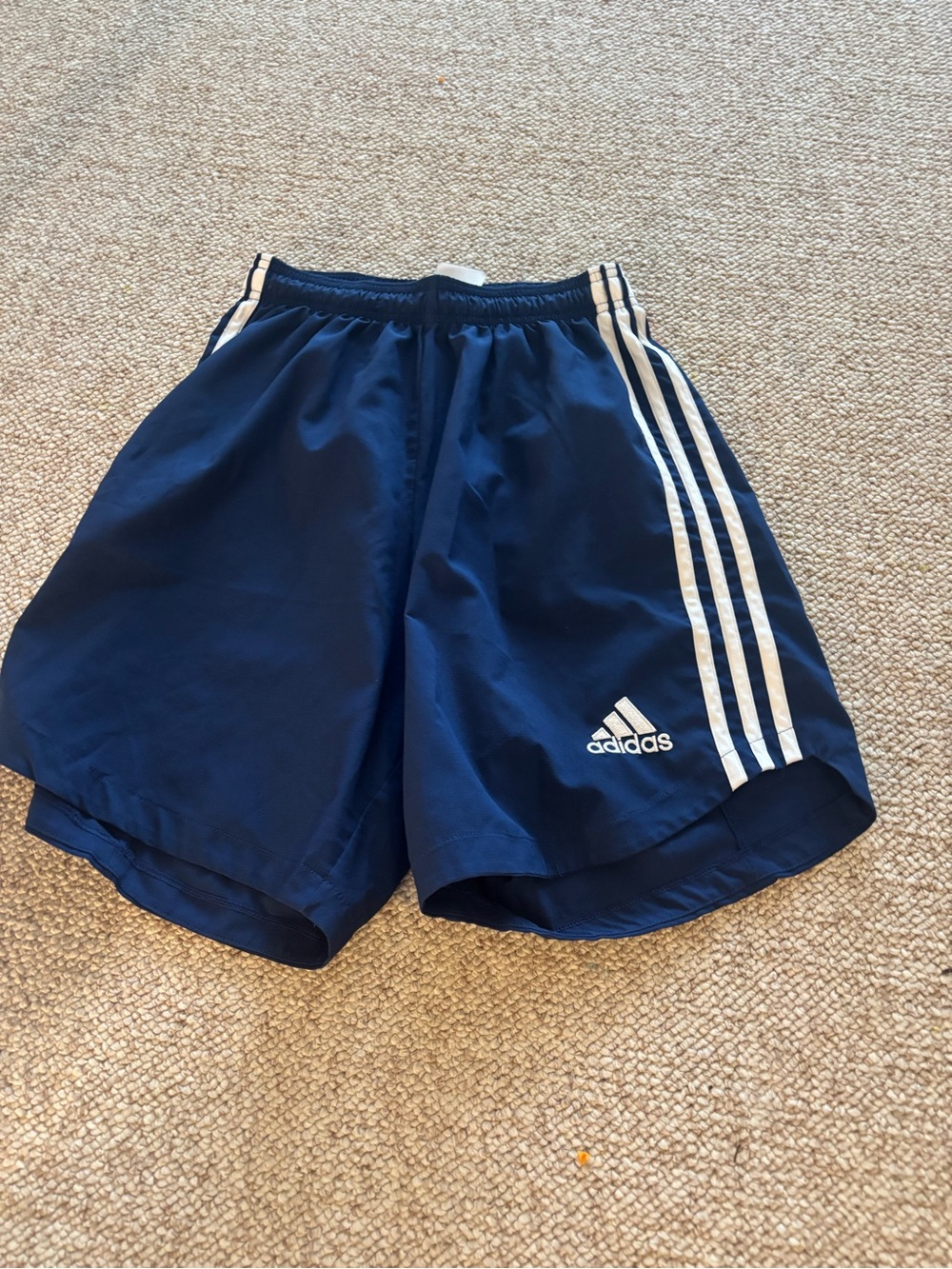 adidas Navy Blue Shorts with White Three-Stripes